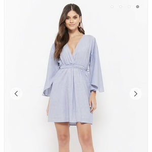 New Forever 21 Blue Pinstriped Kimono Dress Size S